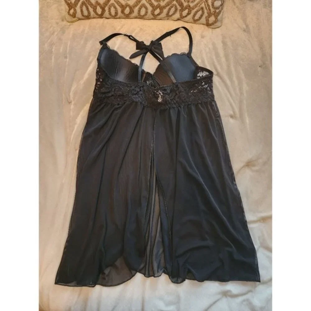 Marilyn Monroe Intimates Womens Chemise Lingerie Slip Size Medium‎ Black Lace - Picture 4 of 4